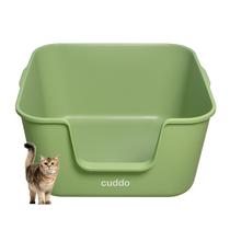 Caixa de areia para gatos cuddo extra grande, lados altos, 58x58x30cm, verde