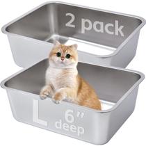 Caixa de areia para gatos EGMEHOAD em aço inoxidável 44 x 35 x 15 cm, 2 unidades Caixa de areia para gatos EGMEHOAD em aço inoxidável 44 x 35 x 15 cm, 2 unidades