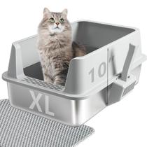 Caixa de areia para gatos EGMEHOAD em aço inoxidável, grande XL 57 x 37 x 25 cm Caixa de areia para gatos EGMEHOAD em aço inoxidável, grande XL 57 x 37 x 25 cm