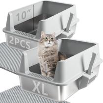 Caixa de areia para gatos EGMEHOAD em aço inoxidável, grande XL, 57 x 37 x 25 cm Caixa de areia para gatos EGMEHOAD em aço inoxidável, grande XL, 57 x 37 x 25 cm