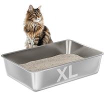Caixa de areia para gatos EGMEHOAD em aço inoxidável XL para gatos grandes Caixa de areia para gatos EGMEHOAD em aço inoxidável XL para gatos grandes