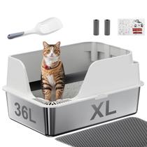Caixa de areia para gatos Ellenpent XL 60x40x30cm em aço inoxidável