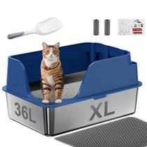 Caixa de areia para gatos Ellenpent XL 60x40x30cm em aço inoxidável