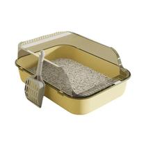 Caixa De Areia Para Gatos Espaçosa, Durável E Fácil De Limpar Com Pá, Semi Fechada, Com Alta Cerca E