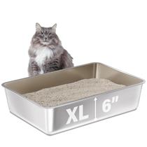 Caixa de areia para gatos FUTAM em aço inoxidável extra grande 60x40x15cm Caixa de areia para gatos FUTAM em aço inoxidável extra grande 60x40x15cm