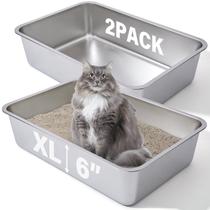 Caixa de areia para gatos FUTAM em aço inoxidável extra grande 60x40x15cm Caixa de areia para gatos FUTAM em aço inoxidável extra grande 60x40x15cm