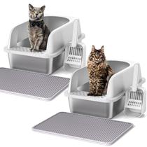 Caixa de areia para gatos Henkelion em aço inoxidável 26L extra grande