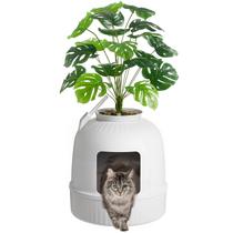 Caixa de areia para gatos Hidden Plant Lifewit White com controle de odor