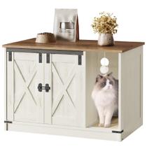 Caixa de Areia para Gatos Hzuaneri - Design Rústico Marrom e Branco