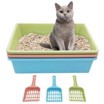 Caixa de areia para gatos Kathson 3 peças antiaderentes 38x28x10 cm