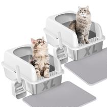 Caixa de areia para gatos Prodigen Extra Large em Aço Inoxidável, Pacote com 2 Caixa de areia para gatos Prodigen Extra Large em Aço Inoxidável, Pacote com 2