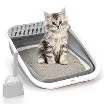 Caixa de areia para gatos TomTenisse Open Top Grande Dobrável Cinza Caixa de areia para gatos TomTenisse Open Top Grande Dobrável Cinza