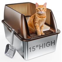 Caixa de areia para gatos Tripamin Tripamin 15” XL em aço inoxidável Caixa de areia para gatos Tripamin Tripamin 15” XL em aço inoxidável