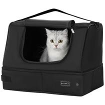 Caixa de areia portátil para gatos Petsfit removível de 2 camadas preta