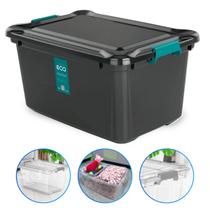 Caixa de Armazenamento com Trava- 27 Litros Preta ,Organizador Multiuso Caixa de Armazenamento com Trava- 27 Litros Preta ,Organizador Multiuso
