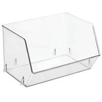 Caixa de armazenamento de alimentos mDesign Plastic Open Front, pacote com 8 unidades, transparente