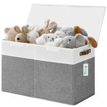 Caixa de Armazenamento de Brinquedos Bagnizer 83L - Grande com Tampa Dobrável (Cinza)