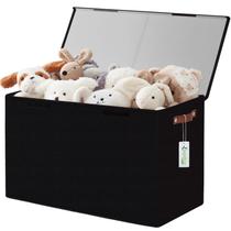 Caixa de Armazenamento de Brinquedos Bagnizer 83L - Grande com Tampa Dobrável (Preta)