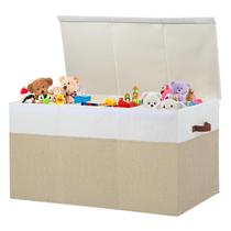 Caixa de armazenamento de brinquedos Gowee Large 90x43x43cm Bege Branco