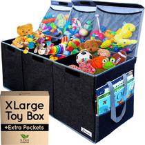 Caixa de armazenamento de brinquedos Pandabode XL com bolsos 91x41x30 cm
