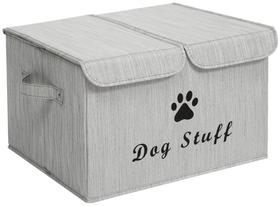 Caixa de Armazenamento de Brinquedos para Cães Morezi - Design em Bambu e Linho-Algodão