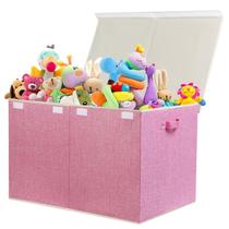 Caixa de armazenamento de brinquedos popoly 122L dobrável 66x43x43 cm rosa