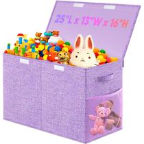 Caixa de armazenamento de brinquedos Rocando Large com divisória de tampa 63x33x41cm roxa