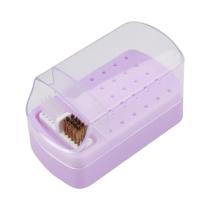 Caixa De Armazenamento De Brocas De Unhas Para Salão De Manicure, 30 Furos Com Escova De Limpeza,