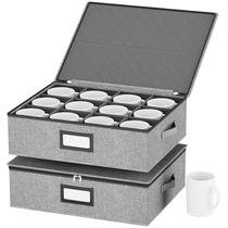 Caixa de armazenamento de canecas de café homyfort com divisórias para 24 canecas Caixa de armazenamento de canecas de café homyfort com divisórias para 24 canecas