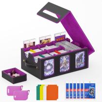 Caixa de Armazenamento de Cartas Oneyus MTG Massiva 3600+ Couro Preto Roxo