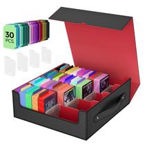 Caixa de armazenamento de cartas RZDWCTJ organizador de deck MTG preto e vermelho Caixa de armazenamento de cartas RZDWCTJ organizador de deck MTG preto e vermelho