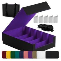 Caixa de armazenamento de cartões colecionáveis Scimi Magnetic Leather com capacidade superior a 3900