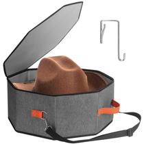 Caixa de armazenamento de chapéus kushon para mulheres e homens com gancho de 1 porta (cinza) Caixa de armazenamento de chapéus kushon para mulheres e homens com gancho de 1 porta (cinza)