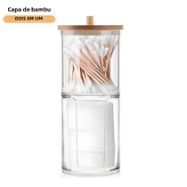 Caixa de Armazenamento de Cotonete Portátil 2 em 1 - Circular e com Removedor de Maquiagem