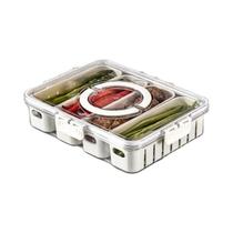 Caixa De Armazenamento De Cozinha PET Branca Com Alça, Cesto De Drenagem Para Refrigerador,