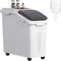 Caixa de armazenamento de farinha YITAHOME 50L/40kg com rodas, colher e tampa branca