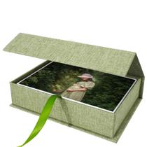 Caixa de armazenamento de fotos Yopih 5x7 Linen Grassgreen para 200 fotos