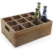 Caixa de armazenamento de garrafas de cerveja MyGift Rustic Brown Wood 12 slots Caixa de armazenamento de garrafas de cerveja MyGift Rustic Brown Wood 12 slots