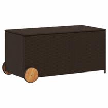 Caixa de armazenamento de jardim vidaXL Brown PE Poly Rattan 190L