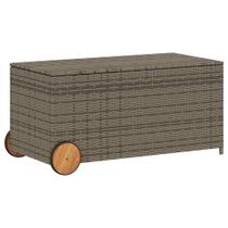 Caixa de armazenamento de jardim vidaXL Grey Poly Rattan 190L com rodas Caixa de armazenamento de jardim vidaXL Grey Poly Rattan 190L com rodas