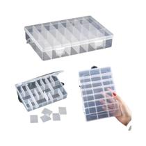 Caixa De Armazenamento De Joias Plástica Transparente Ajustável Para Contas E Brincos, Contêiner