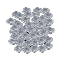 Caixa De Armazenamento De Joias Plástica Transparente Mini Portátil Com Tampa Flip Container Para