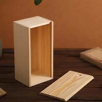 Caixa De Armazenamento De Madeira De Pinheiro Com Tampa Deslizante, Organizador De Joias DIY