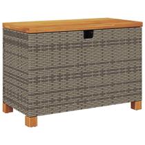 Caixa de armazenamento de pátio VidaXL Durable Grey PE Rattan/Madeira de Acácia Caixa de armazenamento de pátio VidaXL Durable Grey PE Rattan/Madeira de Acácia