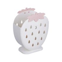 Caixa de armazenamento de talheres AKOAK Strawberry Design Plastic Creamy White