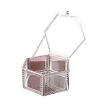 Caixa De Armazenamento De Vidro Hexagonal Para Joias, Anéis, Brincos, Contas, Moedas, Organizador De