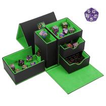 Caixa de armazenamento Dice Tower & Tray Stepane em couro preto/verde Caixa de armazenamento Dice Tower & Tray Stepane em couro preto/verde