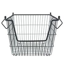 Caixa de armazenamento DII Metal Wire Mesh Retangular Empilhável Preta