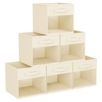 Caixa de armazenamento DIMJ Cube, 6 pacotes com alças para armário bege