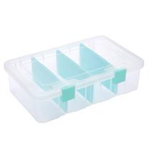 Caixa de armazenamento divisória de plástico transparente BTSKY com 4 compartimentos Caixa de armazenamento ajustável com tampa Recipiente de plástico para armazenamento artesanal Caixa de costura multiuso, organizador de materiais de arte, 13,3 x 8,1 x 3,4 polegadas